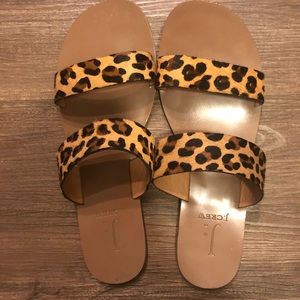 J Crew Double Strapped Leopard Slides